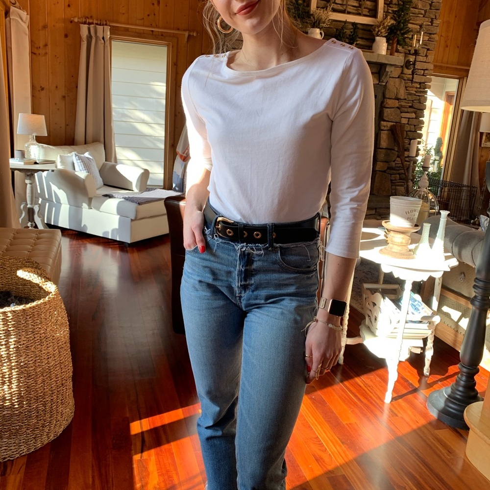 A New Day White Quarter Sleeve Top